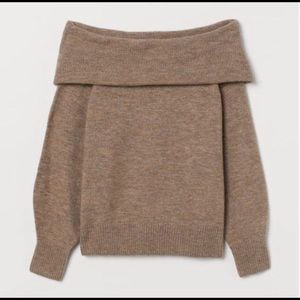 Ash brown off the shoulder sweater. H&M